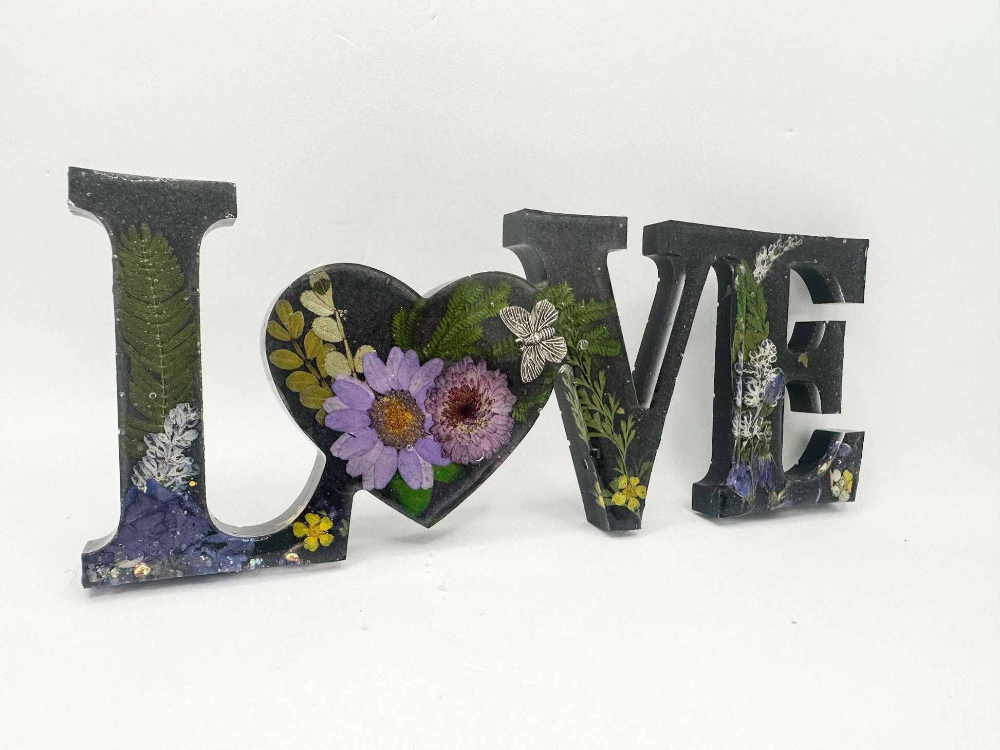 LOVE Word Art - Handmade Word Decor filled with Dried Flowers