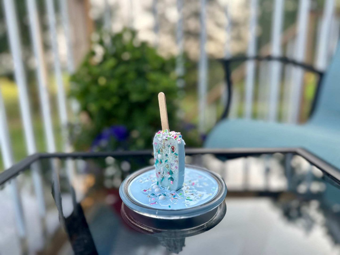 Popsicle Melting Pop Art Resin Sculpture Trinket Dish- Blue Sprinkles
