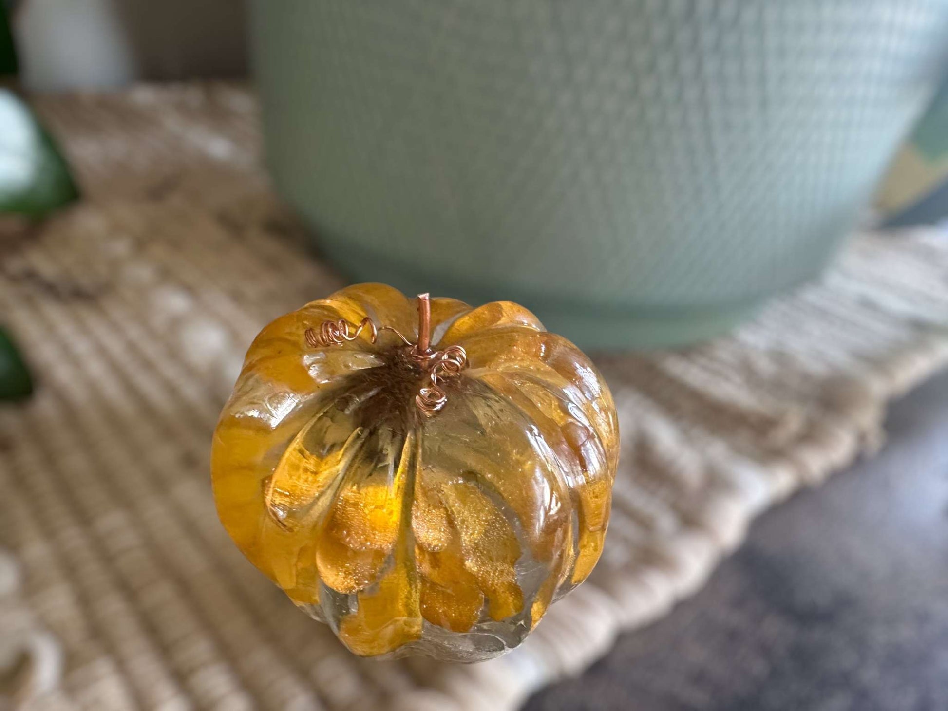 Pumpkin - Floral Epoxy Whimsical Resin Pumpkin: Nature's Glow