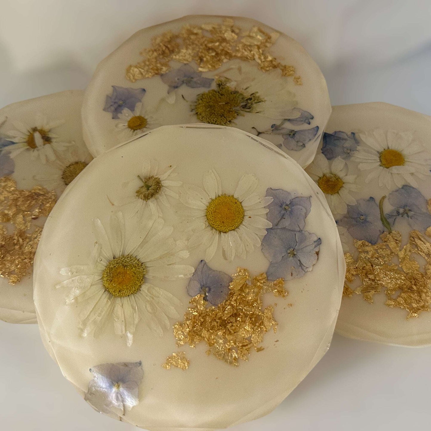 Daisy Blooms Coaster Set: Natural Elegance for Your Tabletop -Set of 4