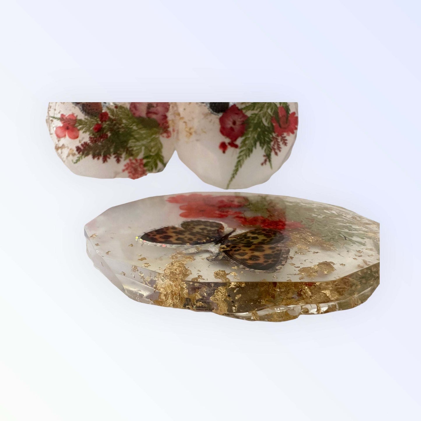 Butterfly Coasters - Florals & Butterflies Epoxy Resin Coaster Set