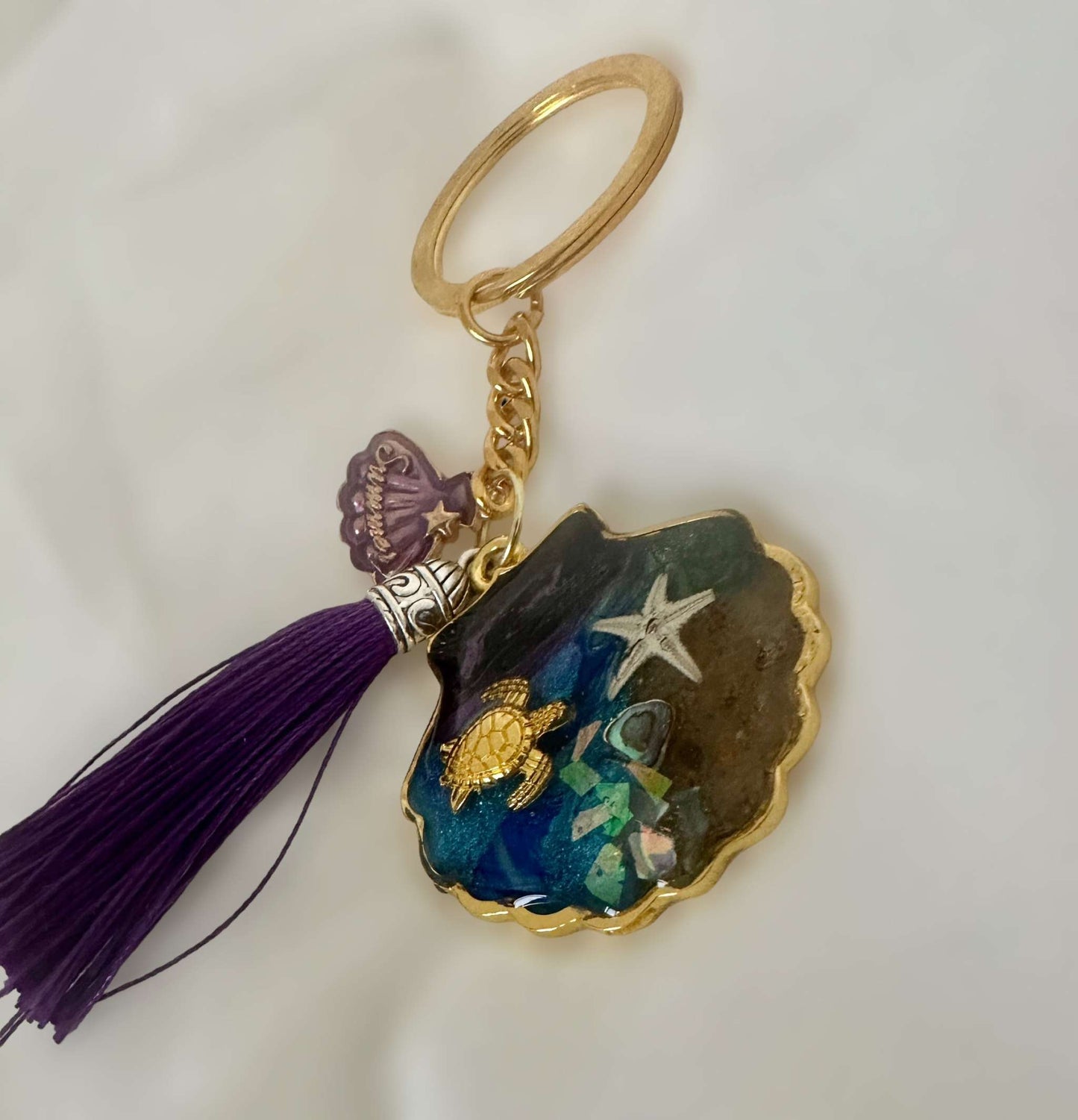 Keychain Handmade with Resin -  Carry a Piece of the Sea with You