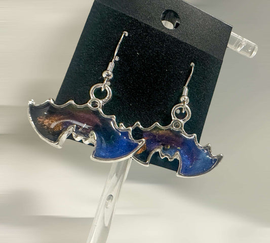 Handmade Resin Starry Night Sunset Hanging Bat Earrings: Unique and Stylish Accessories