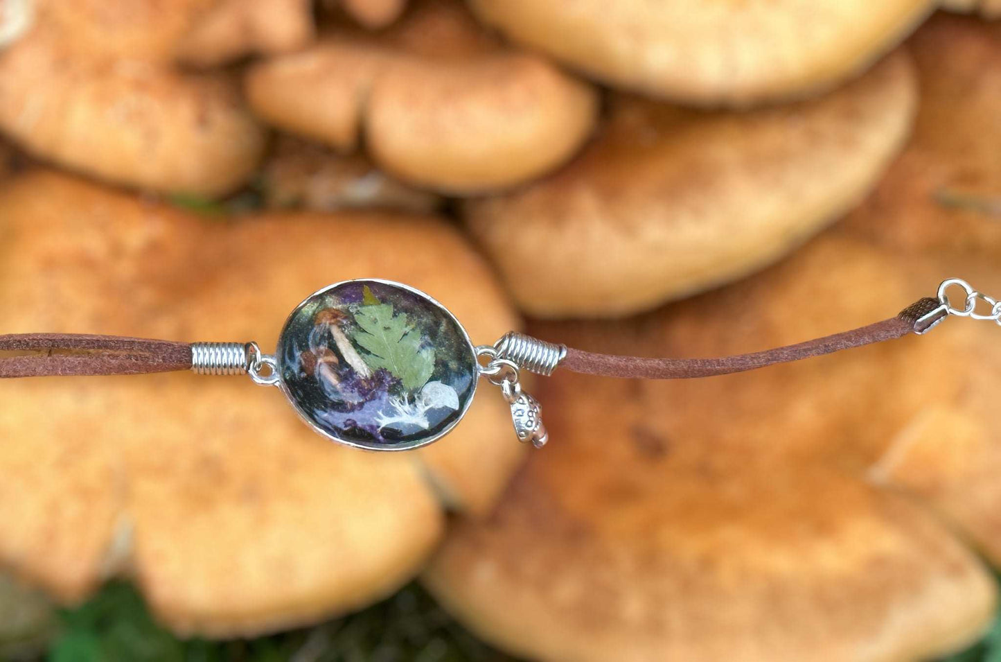 Handmade Resin Bracelet with Dried Botanical Accents & Flowers