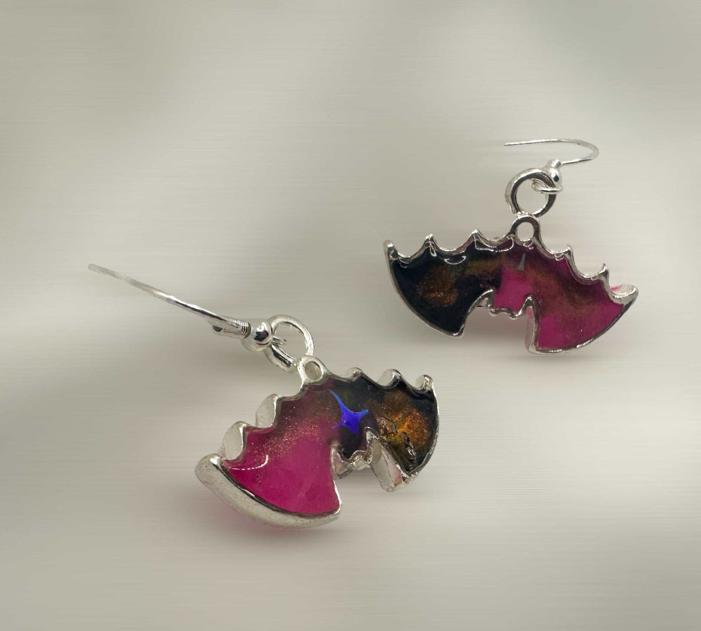 Handmade Resin Hanging Pink Starry Night Bat Earrings: Unique and Stylish Accessories