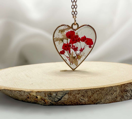 Heart Pendant Blooms of Love -  Rose Gold Handmade Necklace 