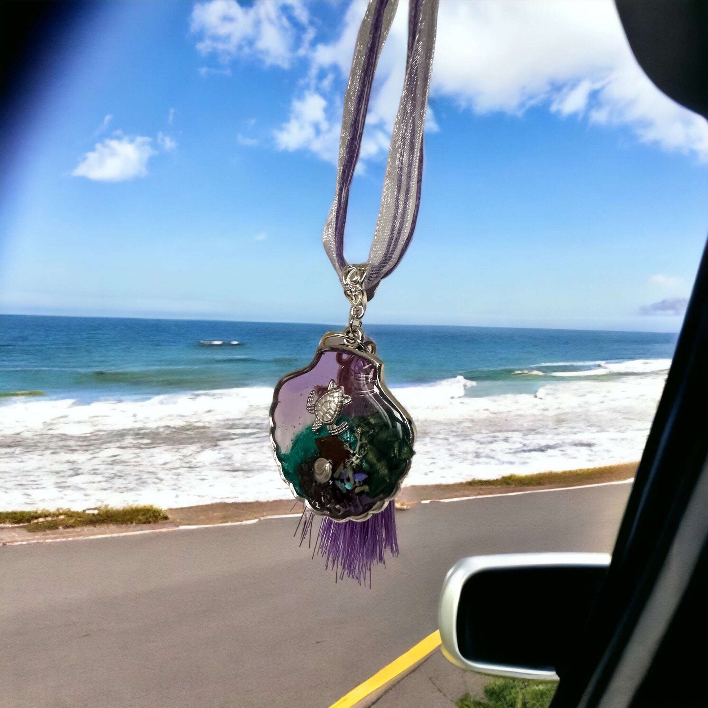 Seashell Car Charm - Ocean Car Accessory and Gift for Nature Lovers