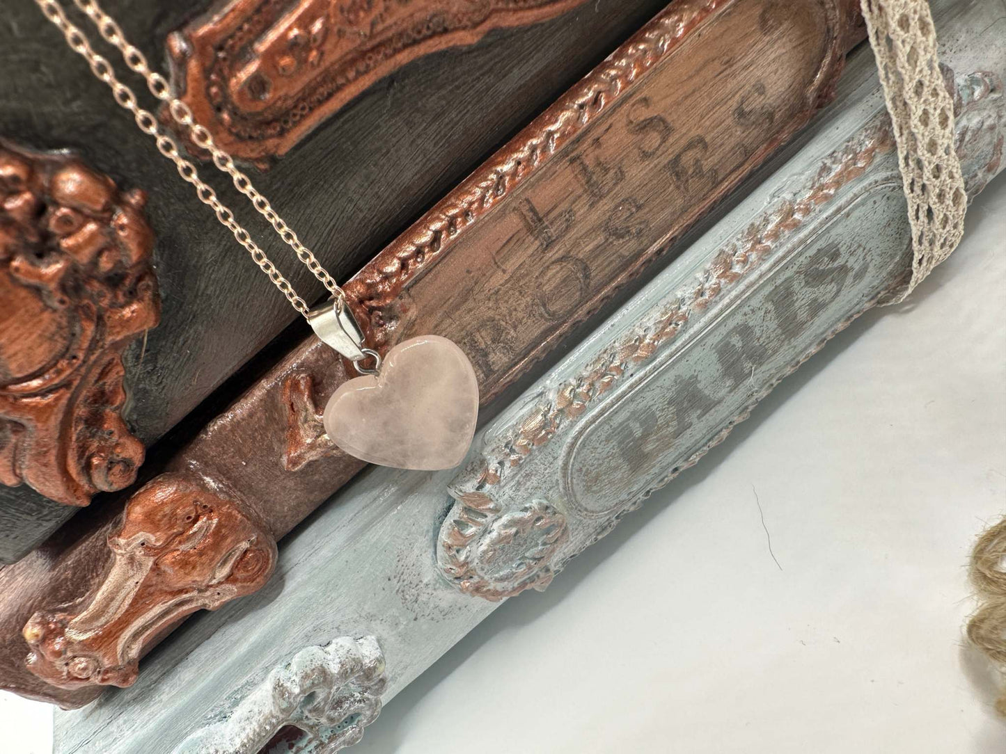 Healing Heart Crystal Pendant Necklace - Rose Quartz