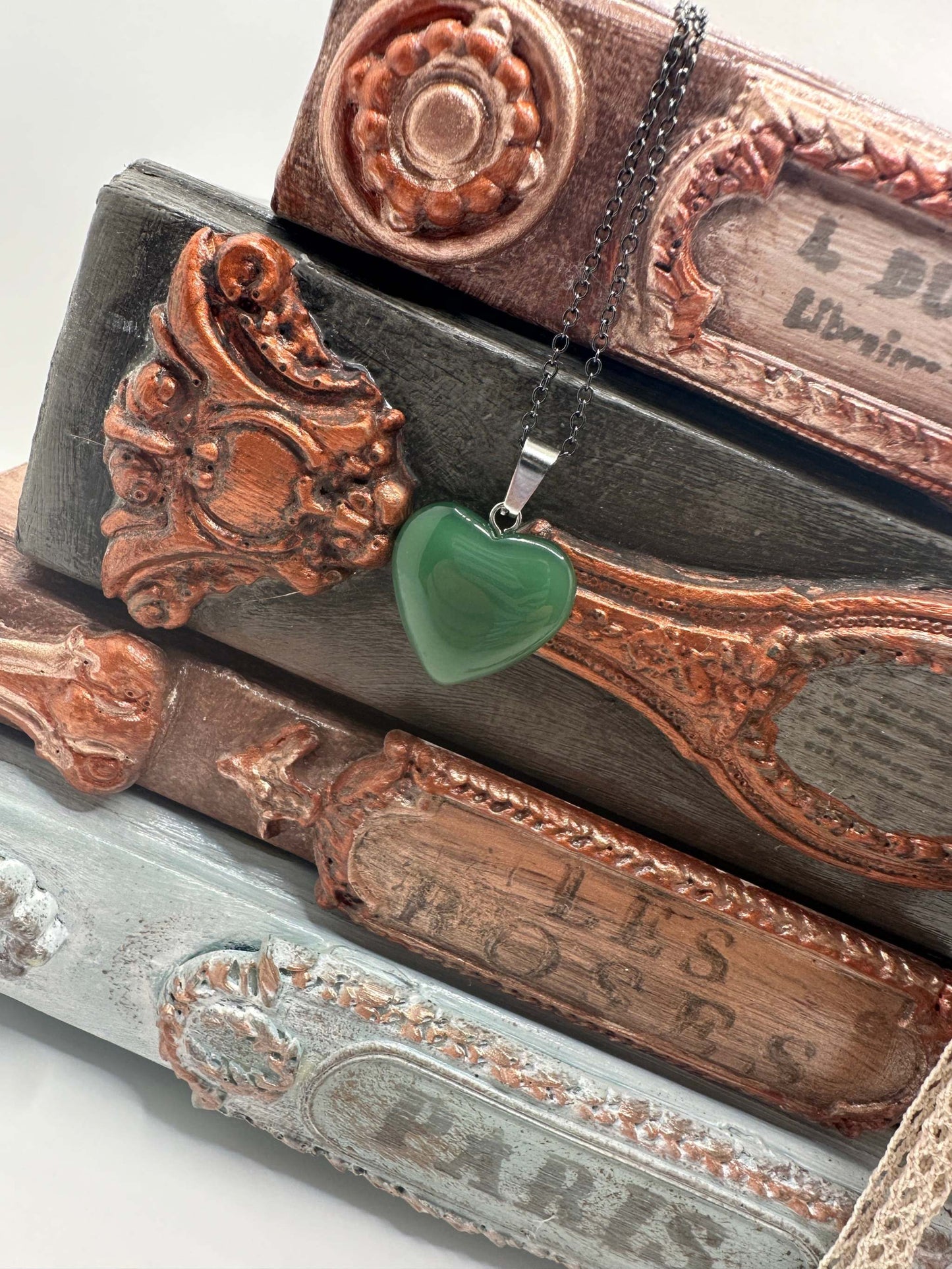 Healing Heart Crystal Pendant Necklace - Green Aventurine