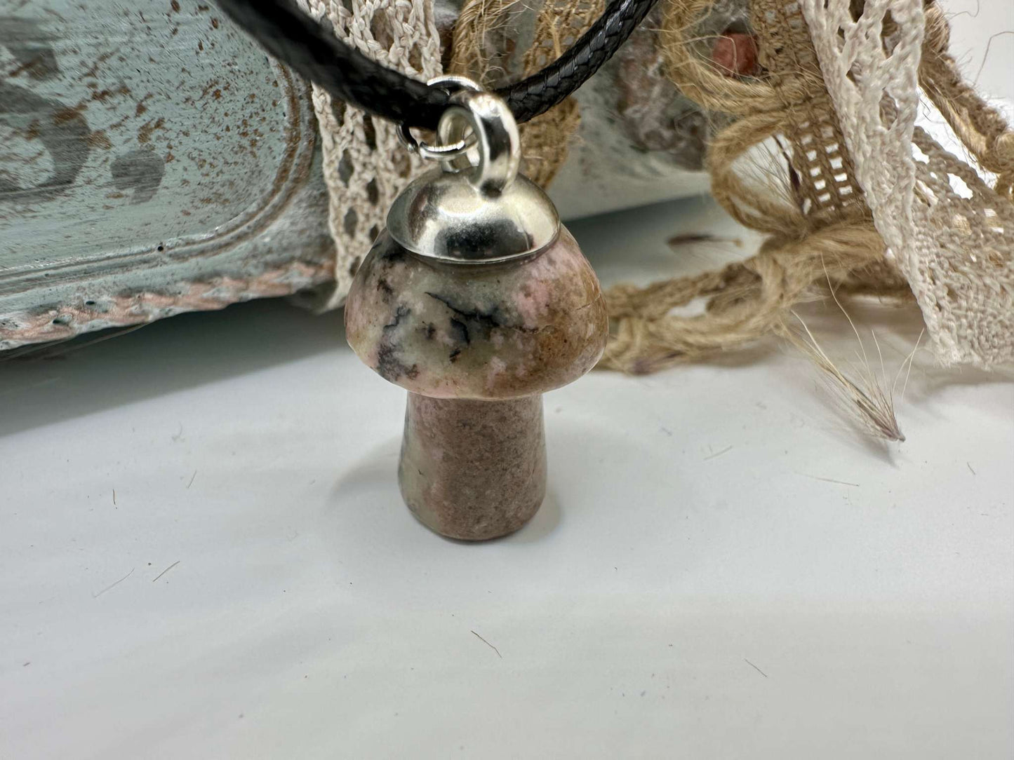 Crystal Mushroom Necklace - Rhyolite