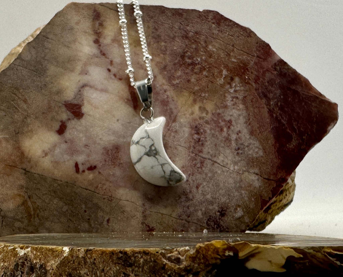 Moon Crystal Pendant Necklace - White Turquoise